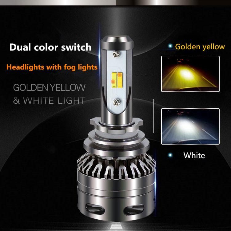 Auto Parts LED Waterproof IP65 30W 6000lm 6500K 2300K S5 Dual Color LED Headlight H7
