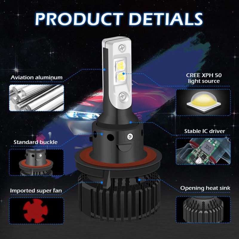 CREE Ship High Power H4 H7 H8/H9/H11 H13 9004 9005 9006 9007 9012 H13 6500K 8000lm LED Car Headlight