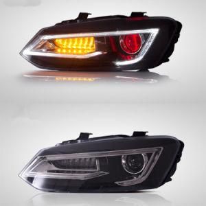 for Polo Headlight 2011 2013 2015 2017 for Polo LED Head Lamp with Demon Eye and Signal Moving
