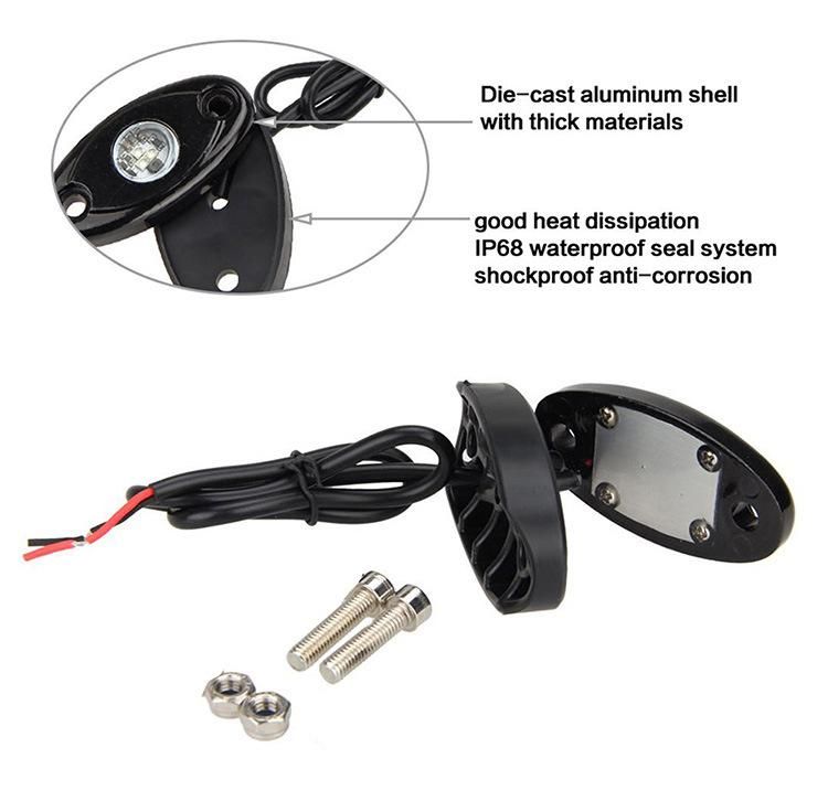 LED Rock Lights Kit Car Atmosphere Lamp for Jeep ATV SUV Car Truck Boat Offroad Rock Light