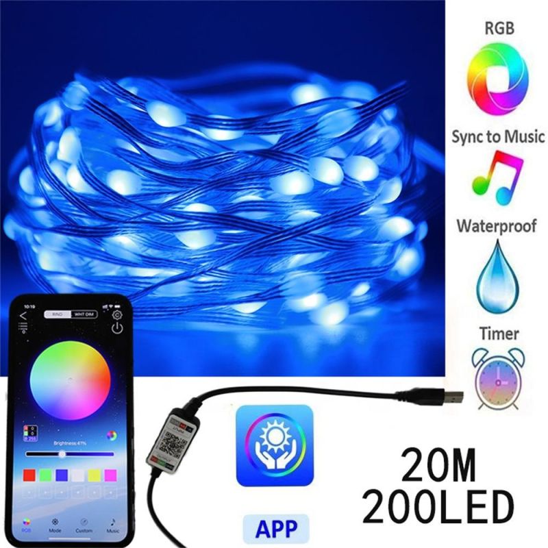 Dropshipping Service APP Control LED String Lights USB Powered Color Changing Holiday Lighting-Decoration Christmas Tree Decor