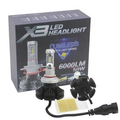 Manufacturer LED Headlight Bulb Conversion Kit Lights 50W 6000lm H1 H11 Hb3 9005 9006 Auto X3 Zes Car Fog 3000K/6500K/8000K