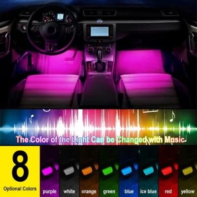 RGB LED Strip Remote Control Atmosphere Lamp 12V 12 LED Chips 12 Color Decorative Car Interior Light