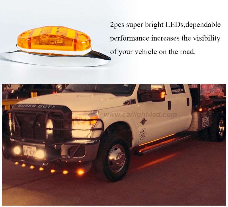 Ultra Slim Amber Surface Mount Side Marker Tail Light with Chrome