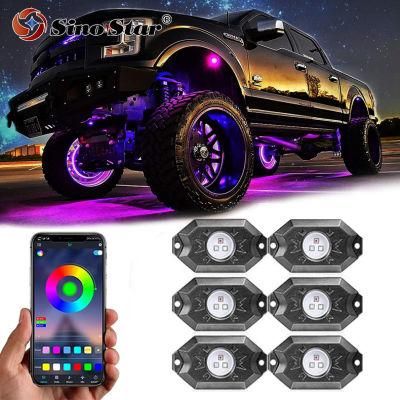 Ss731635 New 6 in 1 Under Body Light RGB Car Atmosphere Lamp Bluetooth Offroad Pickup SUV ATV Truck Rock Lamp