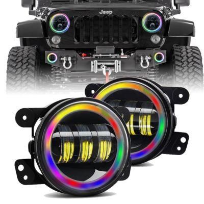 30W 4 Inch Round LED Fog Light for Jeep Wrangler Jk Lj Tj RGB Halo Ring 4&quot; LED Passing Lamp