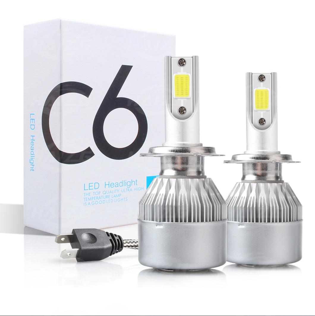 Hazig Wholesale C6 LED Car Headlights H7 Kit Luces LED H11 9005 H4 72W 8000lm Car LED Bulbs 6000K Bombillo Luz LED 12V Fog Lights Automobiles Headlight C6 H4