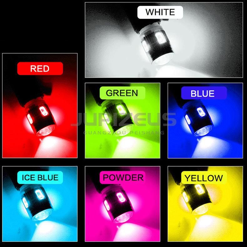 Multi Color Etw5w 6SMD 5730 194 168 Cold White 12V W5w Canbus Auto Wedge Parking Lights Car Park Lights with Lens