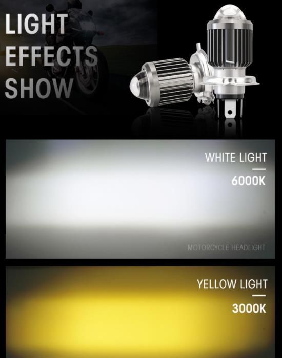 Mini LED Beam Projector Motorcycle Headlight Dual Color Bi Lens Moto Bike Driving Spotlights Fog Lamp SUV Truck Car Light 12V