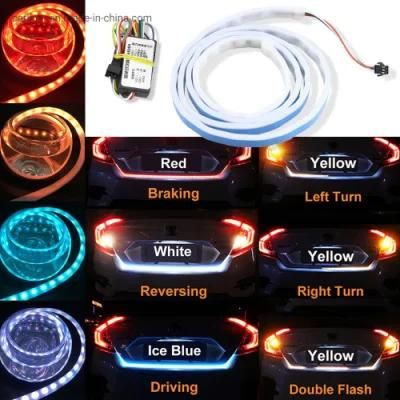 Car Tailgate Luggage Trunk Strip Light Brake Tail Rear Lamp DRL Daytime Running Lights Amber Turn Signal Flow 12V 120cm 47.2inch