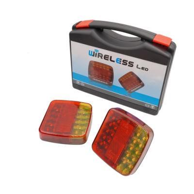20LED Wireless Round Corner Square Red and Yellow Cover Truck or Trailer Tail Light