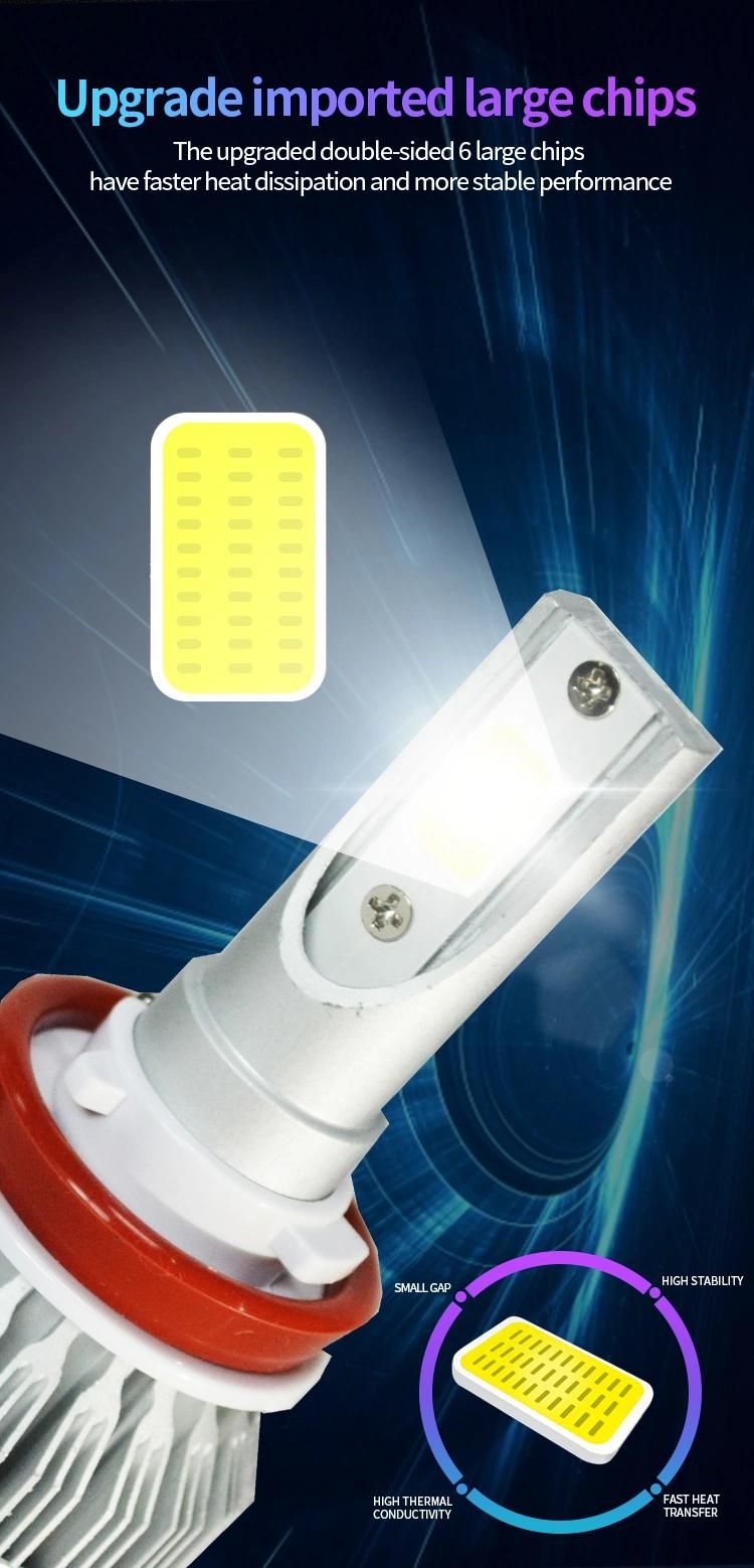 C6 High Power Super Bright 4500lm High Low Beam Auto COB H4 H7 H11 9005 9006 Car LED Headlight