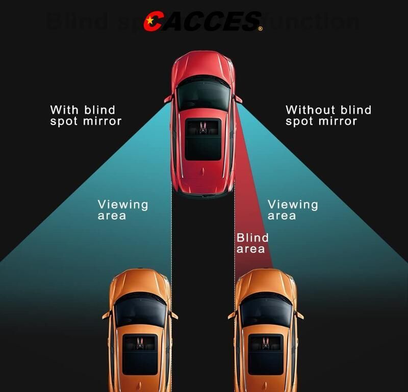 Cacces Blind Spot Mirror Oval HD Glass Convex Lens Frameless Adjustable Blind Spot Mirror for All Vehicles Car Stick-on 2 PCS New Universal Auxiliary Lens