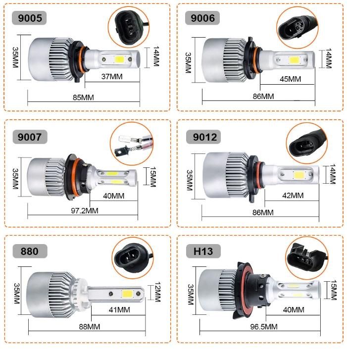 S2 2X LED Bulbs Car Headlights H7 H4 H1 H8 H11 Hb3 9005 Hb4 9006