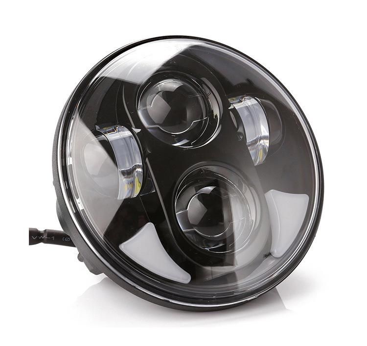 White DRL High Low Beam Projector LED Headlight for Glide Low Rider Harley Motorcycle 5.75 Inch Headlamp