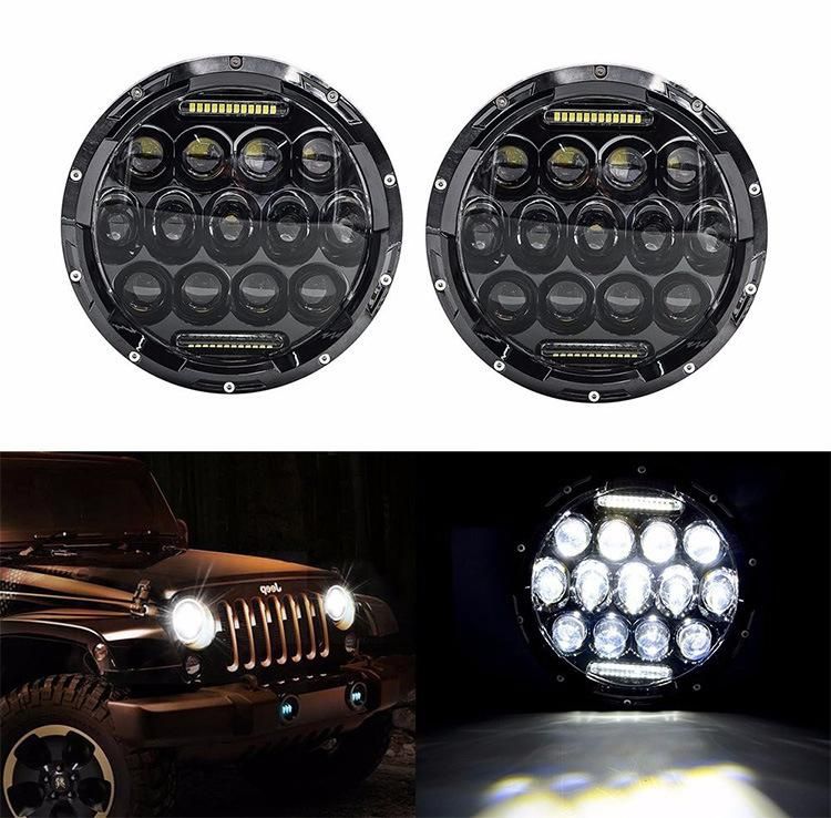 7′′ Round LED Headlights with Halo Angle Eyes DRL for Jeep Wrangler Jk High Low Beam 7 Inch 75W LED Headlight