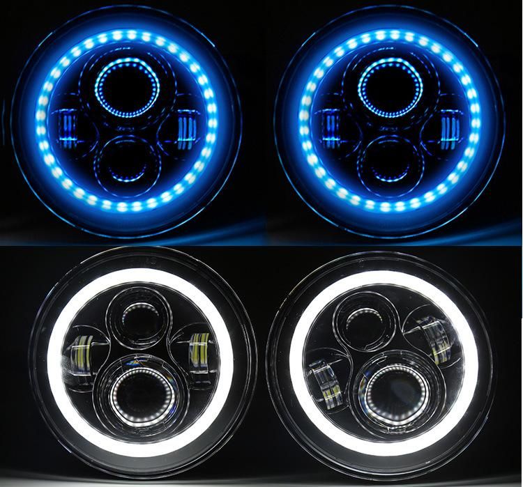7 Inch 45W Round LED Headlight Halo Angle Eyes for Jeep Wrangler Jk Lj Tj Cj off-Road LED Headlight