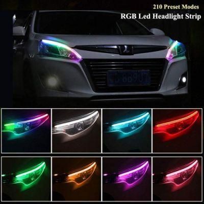 Wholesale RGB LED Headlight Strip for Turn Signal Bulb Daytime Running Lights DRL Sequential Switchback LED Strip with APP Bluetooth Control