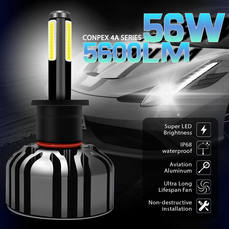 Conpex Wholesale Price Vehicle Bulb Automotive LED Headlamp H3 4 Sides 46W 360 Degree with Epistar COB Chip for Jeeps Car Parts