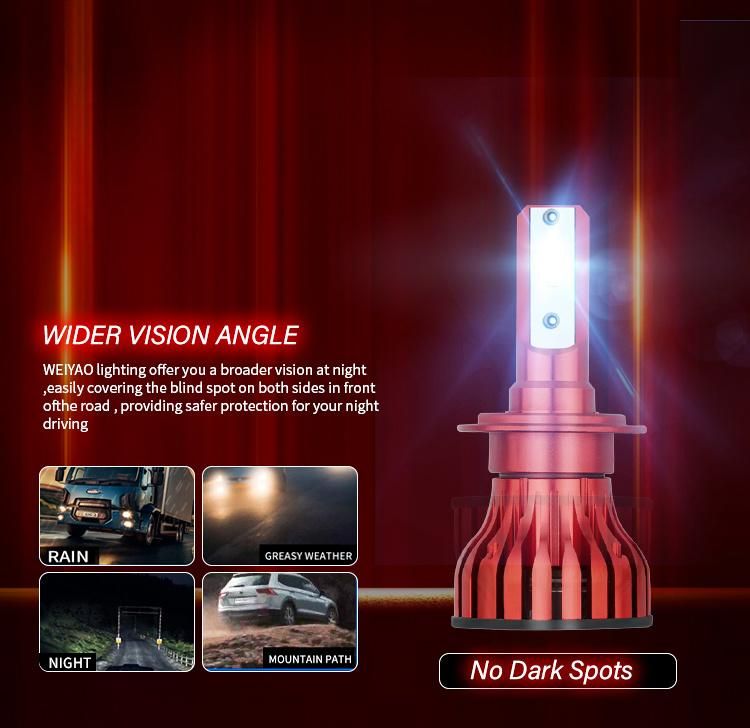 Auto Lighting System Triple Color 45W 5500lm High Low Beam Motorcycle H11 LED Headlight Bulb