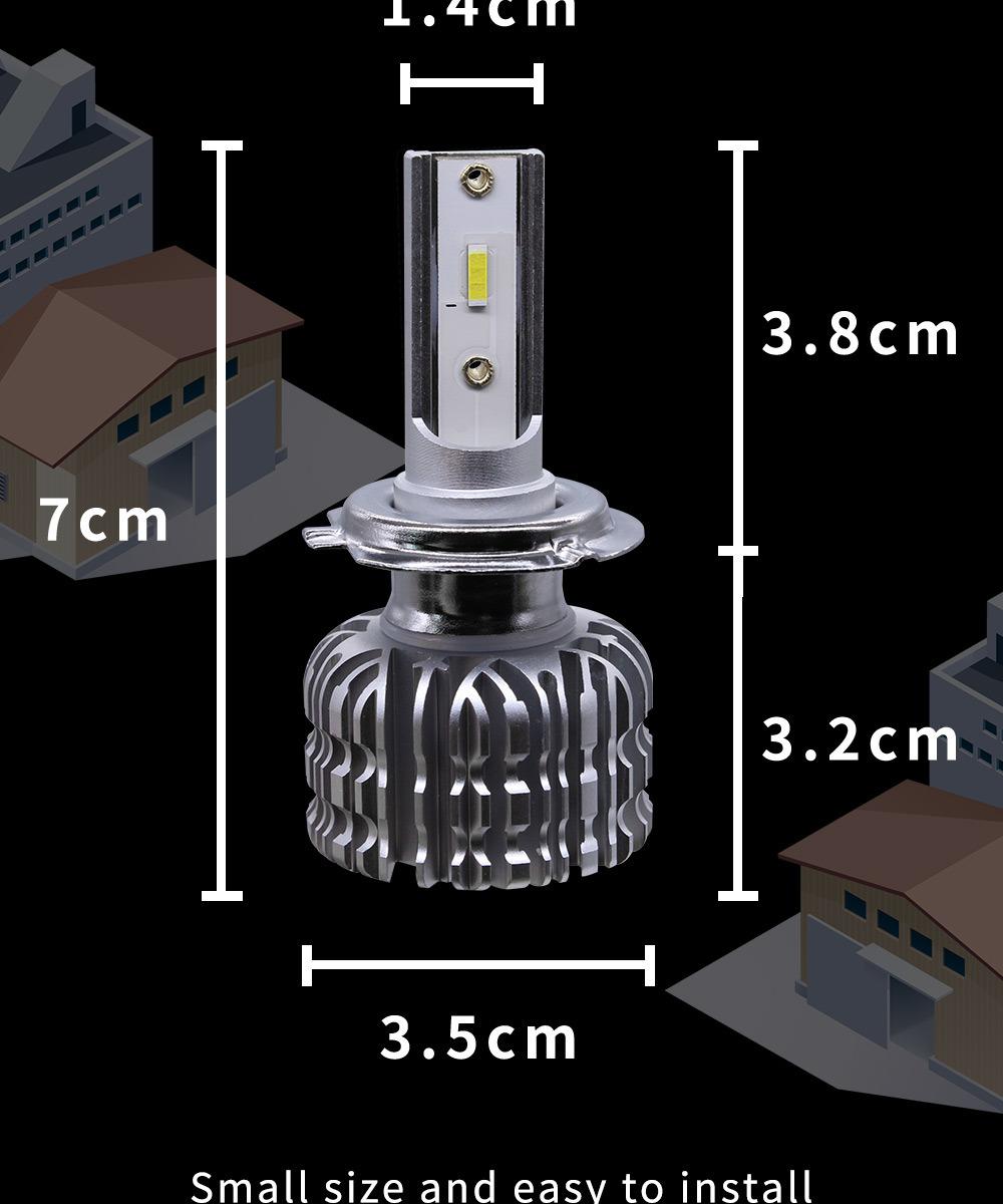 Fanless Physical Cooling K1 H1 H4 H3 H7 H11 Hn3 Hb4 Car LED Headlight