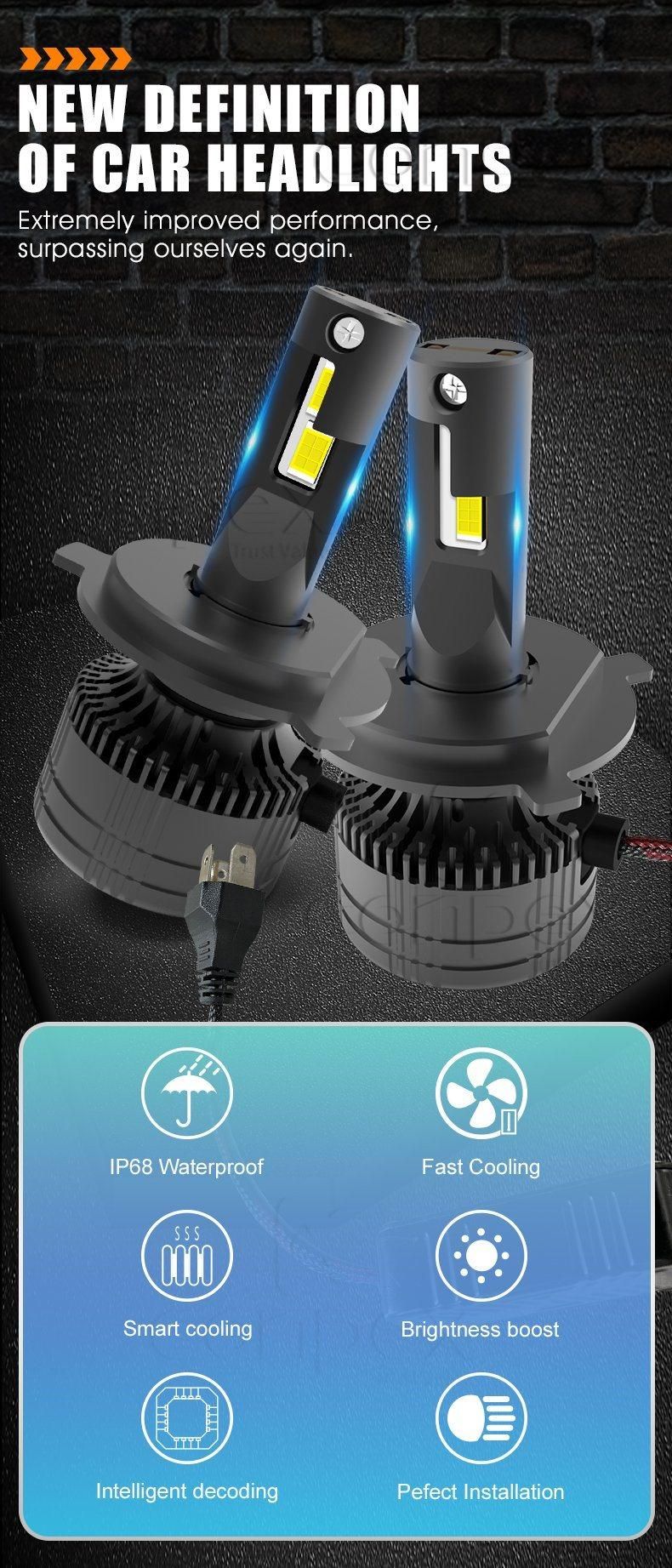 Super Bright 9005 9006 H4 LED Projector Headlight Car Lamp Bulb 10000lm Good Light Pattern HID Lens Headlight for Car