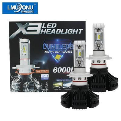 Lmusonu X3 H7 LED Headlight 25W 6000lm Car LED Auto Light
