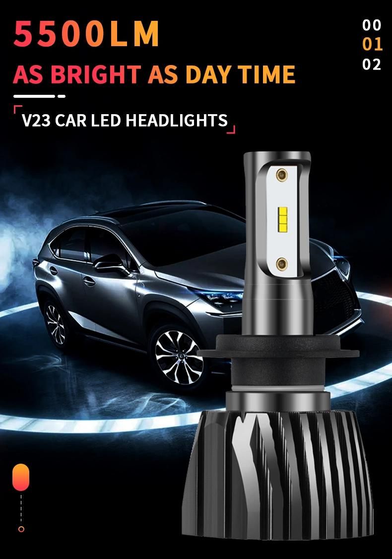 V23 Auto Motorcycle LED Auxiliary 48W 5500lumen H1 H3 H4 H7 H11 9005 9006 Universal Car LED Headlight