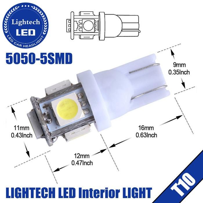 Lightech Wholesale Automobile Interior Light T5 W5w Ice Blue White Red Yellow Pink Purple Green 12V Canbus Map Light 5SMD 5050 T10