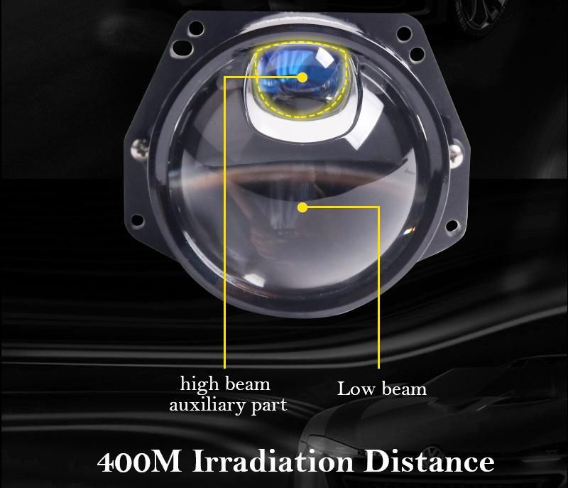 Sanvi Lk+ Car Auto LED Projector Lamp Glass Lens Headlight 3 Inch 12V 72W 6000K LED High Low Beam LHD Rhd Headlamp Universal Factory Supplier