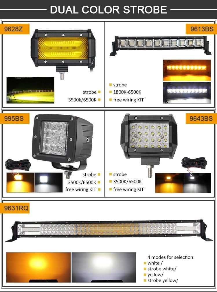 Auto Lighting System Amber/White 6500K 3000K 4X4 Offroad LED 72W 5 Inch LED Light Mini Bar