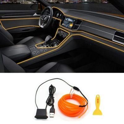 USB EL Wire Interior Car Lights Neon Light LED Strip Lights for Automotive Car Interior Decoration with 6mm Sewing Edge