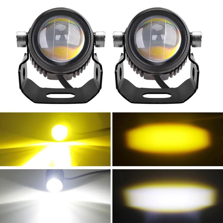 IP67 3000K 6000K White/Amber Dual Color High Low Beam LED Fog Lamp Mini LED Driving Light for Cars Motorcycles