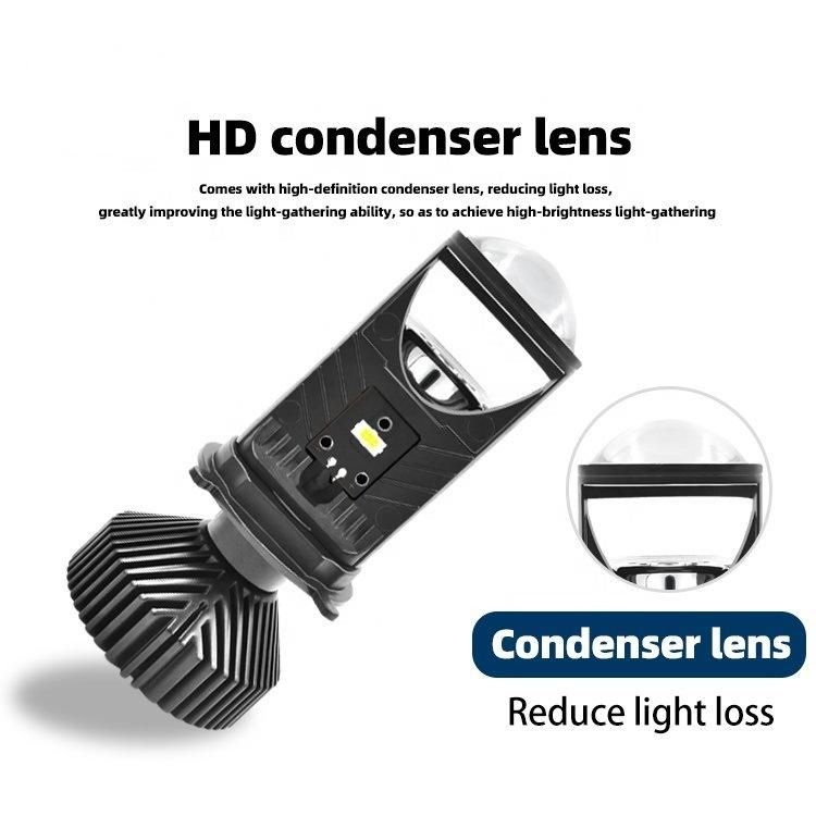 Y9 H4 LED Headlight Bulbs Mini Projector Lens EMC Canbus 90W 8000lm 6000K White H4 Hi/Lo Beam LED Headlight Conversion Kit