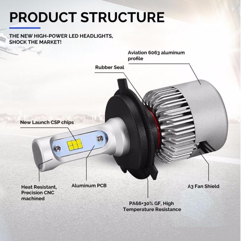 2PCS Csp Chips Bright H4 H7 H11 9005 9006 LED Headlight Bulbs High Power 8000lm 6500K