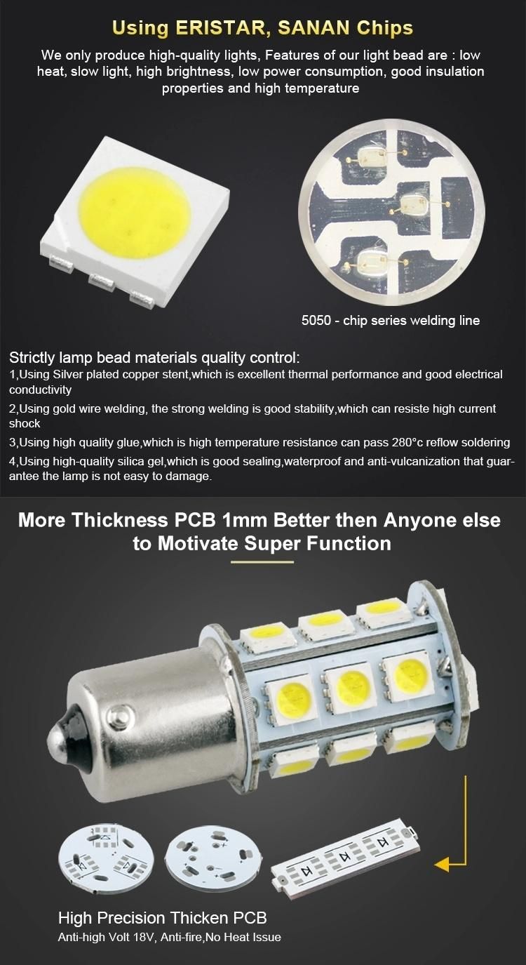 Ba15s 24V 1156 LED Turn Signal General Brake Lamp Reverse Lamp 5050 13 SMD Interior Light Daytime Driving Light