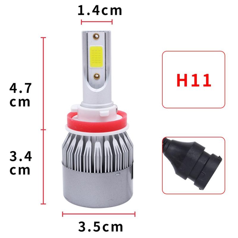 C6 H11 White Headlight Bulbs 3800lumen 12V DC Front LED Light