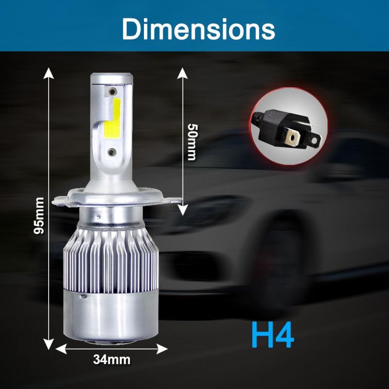 Wholesale C6 Car Light Cheap 9003 Hb2 H4 LED Headlight Bulb Two Sides 72W 8000lm