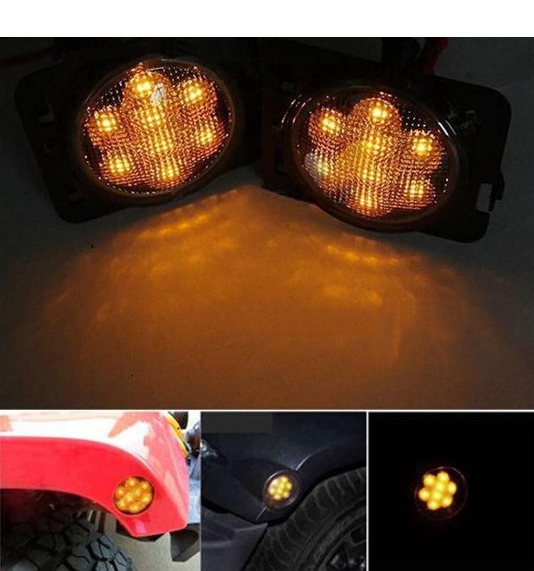 Amber Side Marker Lights for Jeep Wrangler Jk 2007 to 2017 LED Smoked Front Fender Parking Turn Indicator Lamp