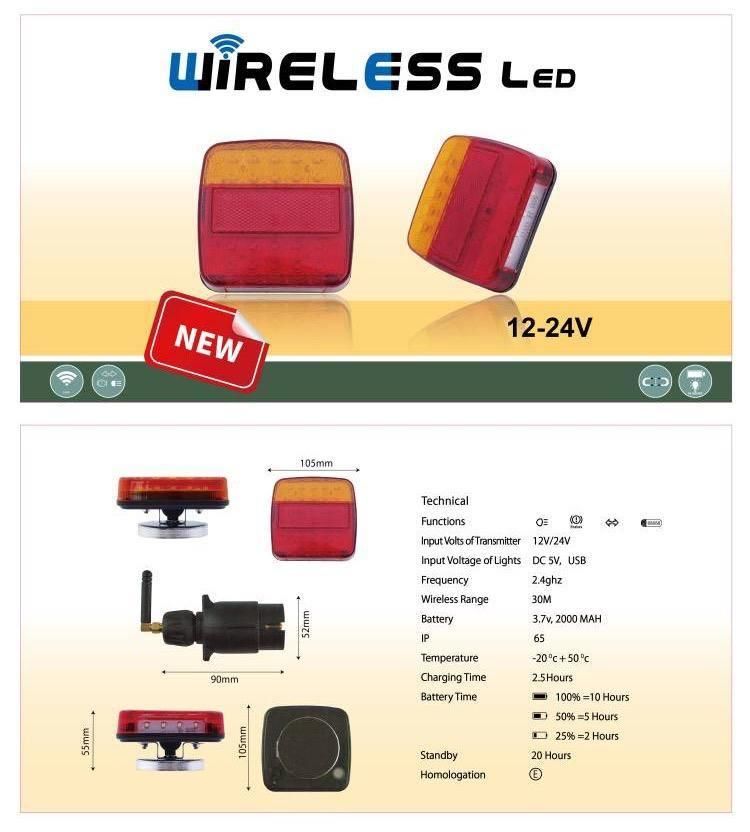 Hot-Sale Waterproof Magnetic Wireless Trailer Rear Lamp Combination Truck Tail Light