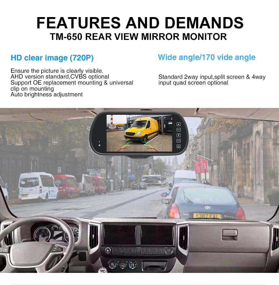 6.5′ ′ Car Security Backup Camera Rear View Mirror Monitor with Remote Control