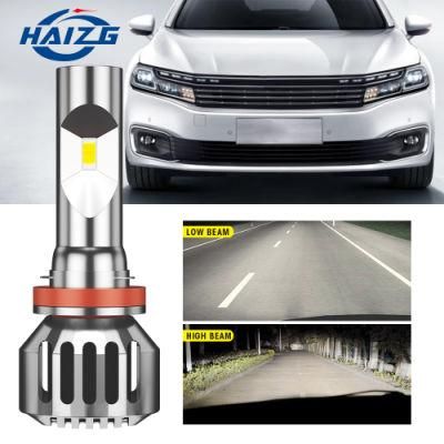 Haizg High-Power Car LED Headlight Bulb LED H4 H7 H11 9005 9006 Auto Lighting System Zes Chip 50W LED Auto Headlight for Car