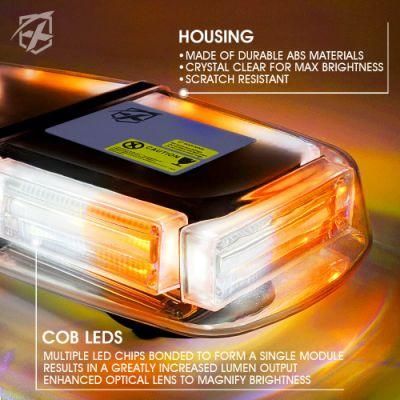 12V COB LED White &amp; Amber Roof Top Emergency Hazard Warning LED Mini Strobe Beacon Lights Bar for Snow Plow, Police, Firefighters, Trucks, Vehicle