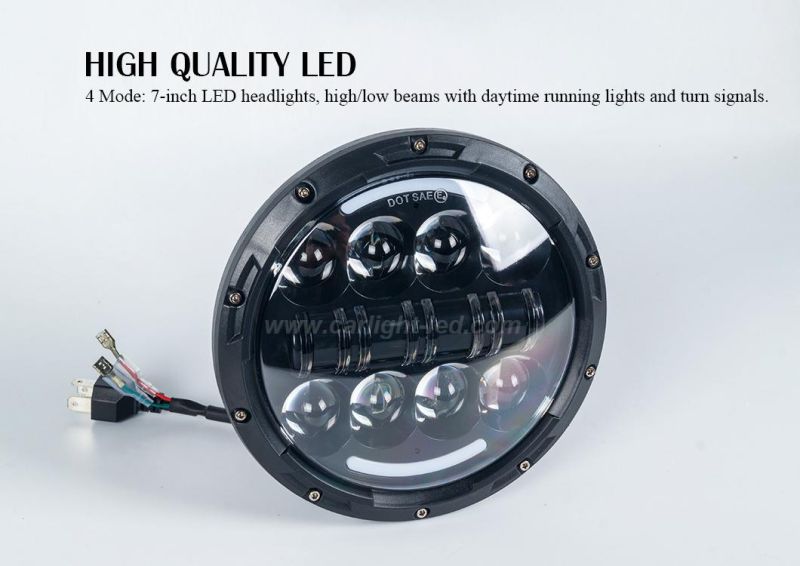 7 Inch 75W Wrangler LED Headlamp off-Road Work Lamp Truck Headlamp with Hi/Lo Beam Turn Lamp and DRL