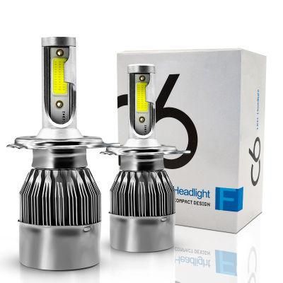 Foco De LED 9007 72W 7600lm LED H1 H3 H4 H7 H11 9005 9006 9007 C6 COB LED Car Headlight Bulbs 6000K 12V 24V DC
