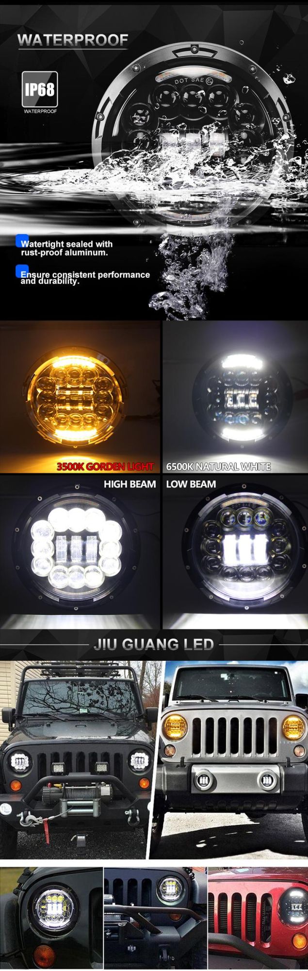Offroad 4X4 7inch LED Headlight for Jeep Wrangler
