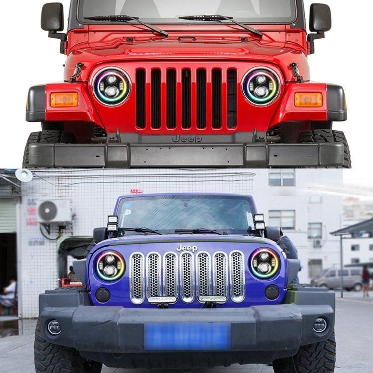 Jeep Bluetooth APP Controlled RGB Halo 7 Inch LED Headlight