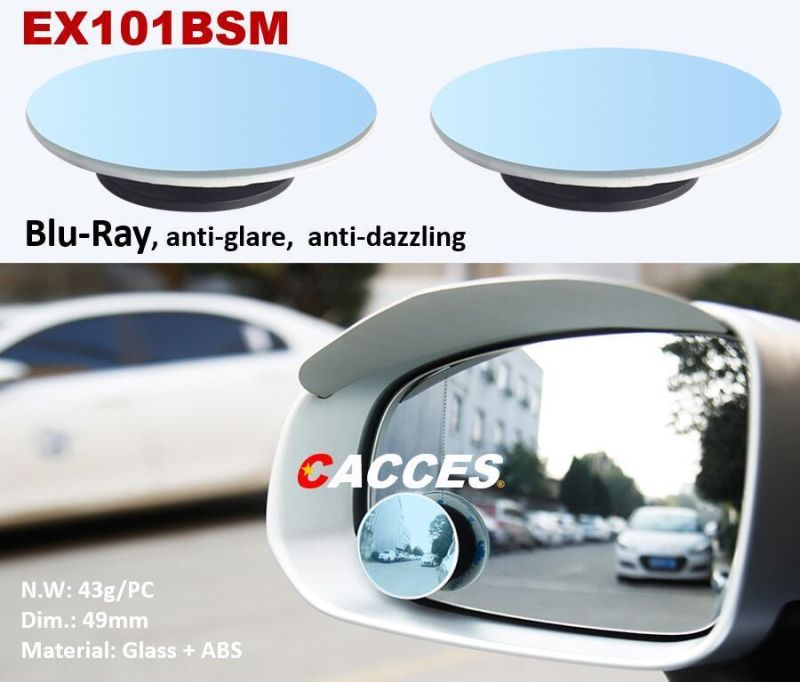 Rectangle Blind Spot Mirror 2 Pack, HD Convex Blu-Ray Mirror Stick-on Blindspot Mirror 360 Degress Rotation Frameless Wide Angle for Auto Safety in Day & Night