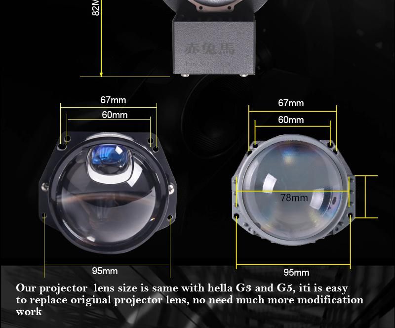 Sanvi Hot Sale Universal 3.0" 40W 6000K 12V Car Bi LED Projector Lens with Hella 3r G5 LED Headlight Lenses Diode Chips Lights Retrofit Factory Supplier