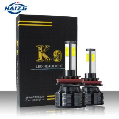 Haizg Newest Product 4-Side Illuminated K9 10000lm 50W Super Brightness Auto Lighting System H1 H3 H4 H7 Car LED Headlights
